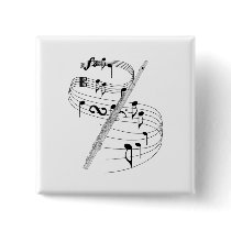 Flute Pinback Buttons