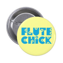 Flute Chick Pinback Button