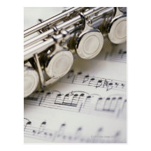 Flute on Sheet Music Postcards