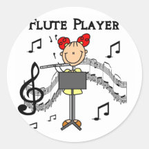 Flute Player T-shirts and Gifts Round Sticker