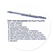 Flute Top 10 Round Sticker