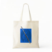 Flute with Blue Treble Clef Background Canvas Bags