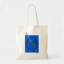 Flute with Blue Treble Clef Background Canvas Bags