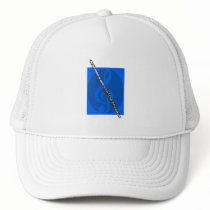 Flute with Blue Treble Clef Background Mesh Hats