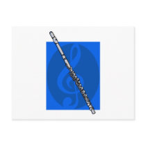 Flute with Blue Treble Clef Background Post Cards