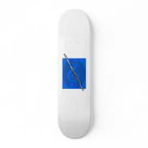 Flute with Blue Treble Clef Background Skate Boards
