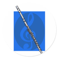 Flute with Blue Treble Clef Background Sticker