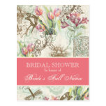 Flutterbyes n Tulip Elegant Bridal Shower Postcard