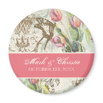 Flutterbyes 'n Tulips Elegant Save the Date Magnet