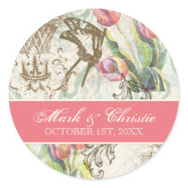 Flutterbyes 'n Tulips Elegant Wedding Stickers