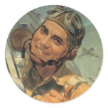 Fly Boy Pilot Stickers - Vintage War Poster
