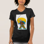 Fly fisherman casting reel with fishing lure bait t shirts