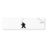 fly fisherman fishing silhouette bumper stickers