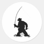 fly fisherman fishing silhouette stickers