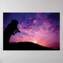 Fly Fishing at Sunset Poster