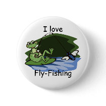 Fly Fishing Frog Button
