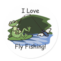 Fly Fishing Frog Stickers