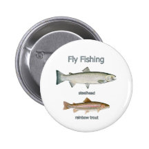 Fly Fishing Rainbow Trout - Steelhead Pinback Button