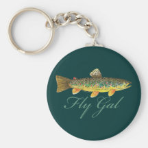 Fly Fishing Woman Keychain