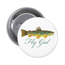Fly Fishing Woman Pinback Button