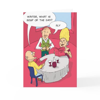 Fly Soup Funny Greeting Card by groakybaby