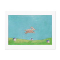 Flying Armadillo original painting fun art