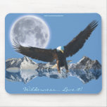 Flying Bald Eagle Mountains & Moon Mousepad Series