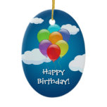 Flying Balloons Happy Birthday ornament