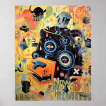 Flying bear head poster