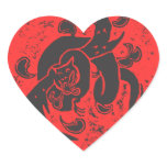 Flying Black Dragon Heart Stickers