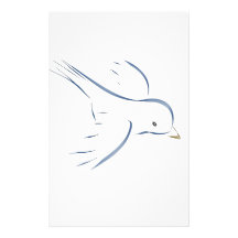 Flying blue bird original drawing stationery