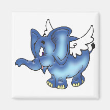 Flying Blue Elephant Refrigerator Magnet