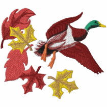 Flying Duck and Fall Leaves