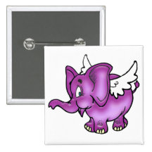 Flying Elephant Pinback Buttons