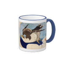 Flying Falcon, Hokusai Coffee Mugs