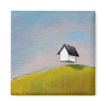 Flying house travel adventure fun unique art fridge magnet