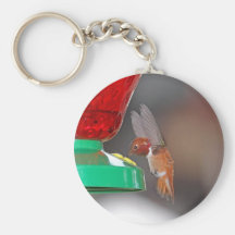 Flying Hummingbird and Hummingbird Feeder Key Chains