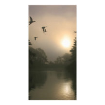 Flying Mallards and Morning Fog Custom Photo Card