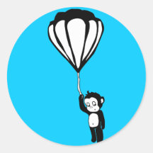 flying monkey : hot air balloon round stickers