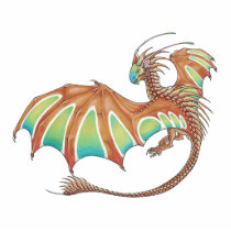 Flying painted dragon magnet photo sculptures