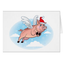 Flying Pig Christmas Card