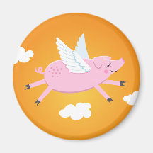 Flying pig cute cartoon magnet