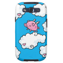 Flying pig dances on clouds