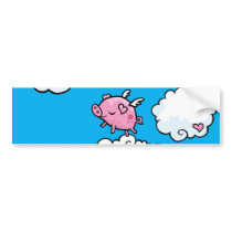 Flying pig dances on clouds bumper stickers
