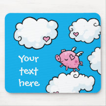 Flying pig dances on clouds customisable mousepad