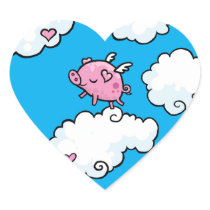 Flying pig dances on clouds sticker