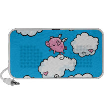 Flying pig dances on clouds travel speaker