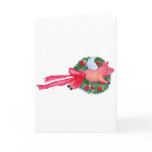 Flying Pig dragging Christmas wreath Card