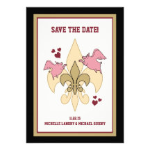 Flying Pig Fleur de Lis Save the Date Custom Announcements