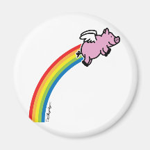 Flying Pig Rainbow Magnet